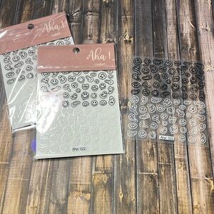 5for$10 Droopy Smiley Face Nail Decals Self-Adhesive Nail Art Stickers 3 Sheets